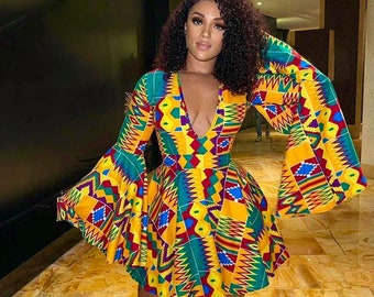 African Print Dress Sasha, African print dress, Ankara party dress, Kente dress, Kente flare dress, African evening dress, amazing designs