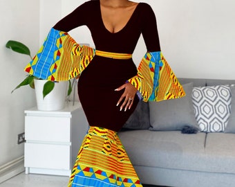 African Print Tracy Asymmetrical Dress-green - Etsy
