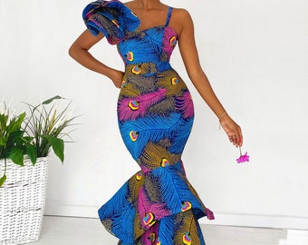 African Print Ziva Evening Dress