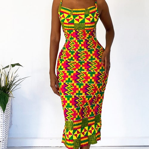 African Print Kenti Dress - Etsy