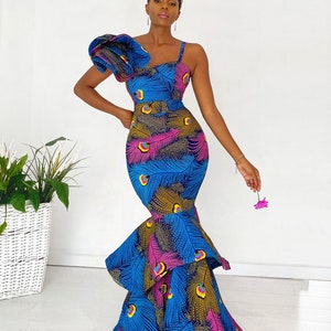 African Print Ziva Evening Dress