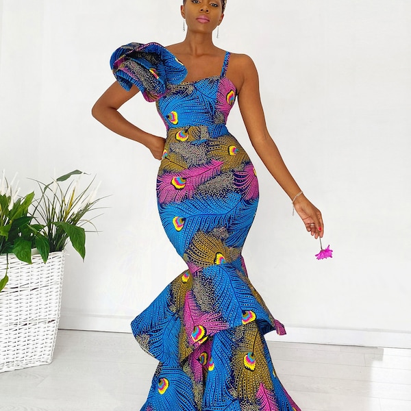 African Print Ziva Evening Dress