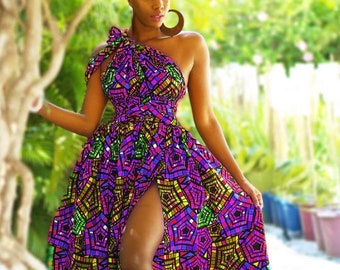 Sukienka z afrykańskim nadrukiem Belle Rainbow Infinity