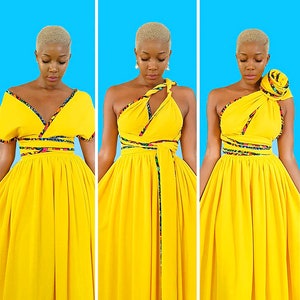 African Print Sunflower Infinity Dress