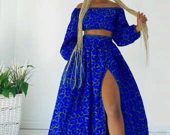 African Print 2-Piece Set Taiba, African dress,African print dress,Kente dress, African skirt and top, Ankara clothing, Ankara dress