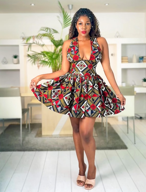 African Print Dress Sali, African Print Mini Dress, Ankara Short Dress, Kente Dress, Bold Ankara Dress, African Dress,African Fashion