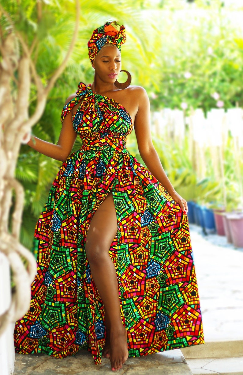 African Print Belle Rainbow Infinity Dress image 2