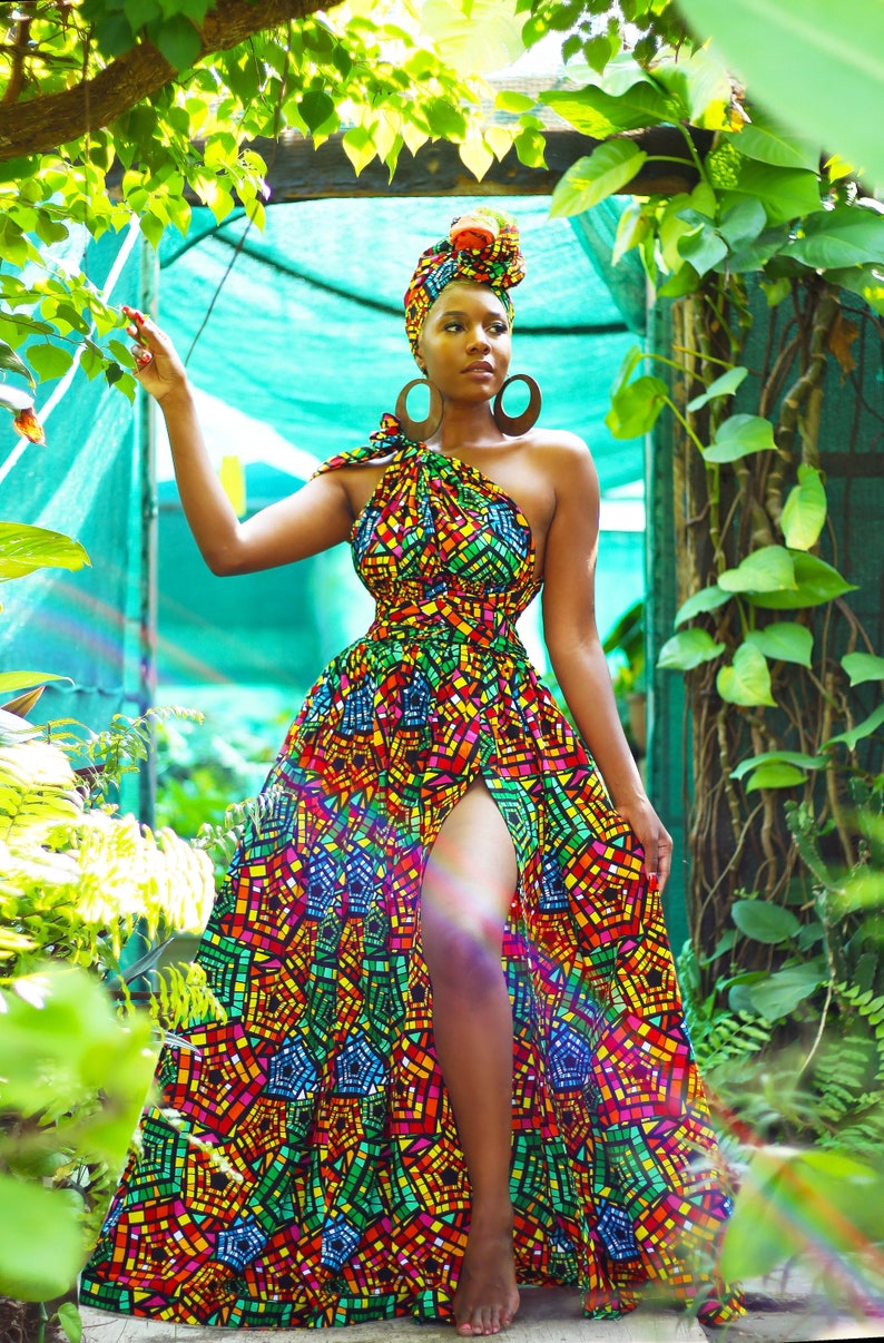 African Print Belle Rainbow Infinity Dress image 3