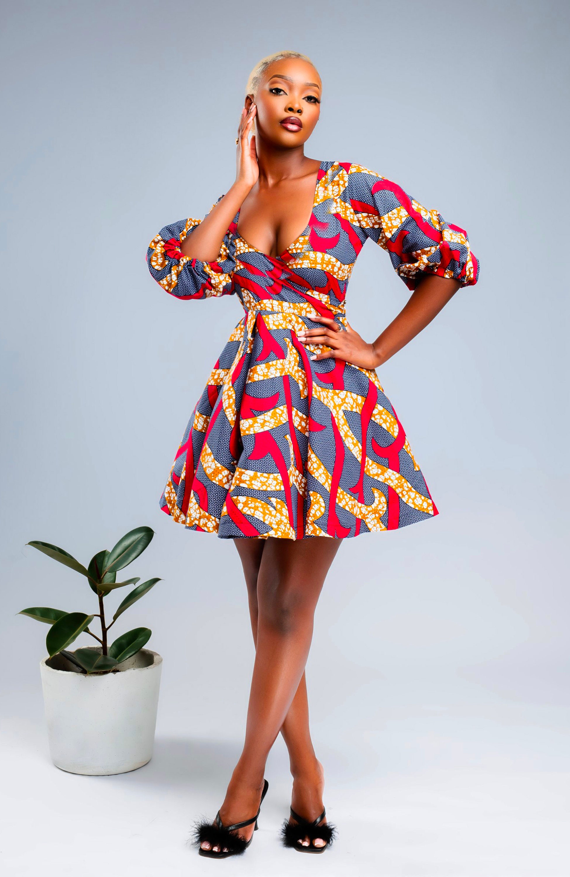 ヌキテパEthnic Print Flare Sleeve Dress ヌキテパ Ethnic Print Flare Sleeve Dress