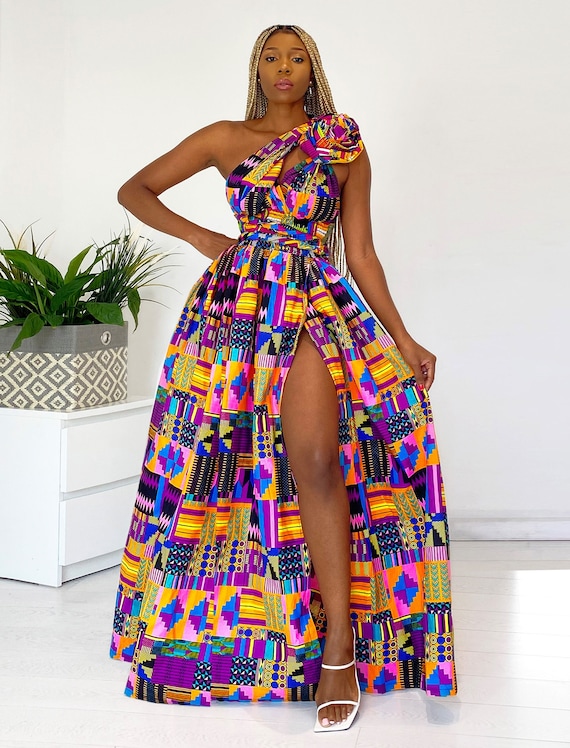 African Print Venenzia Maxi Dress Etsy