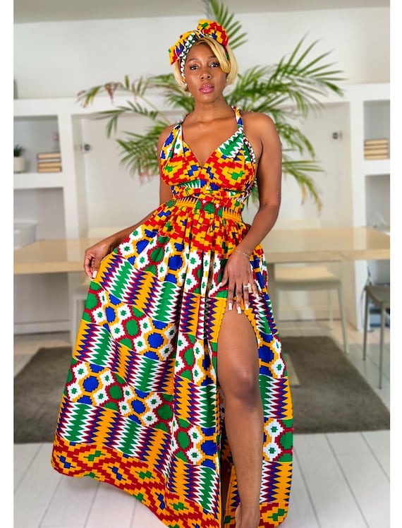 chinese dress ladies Regina African Print Kente Dress main image 0
