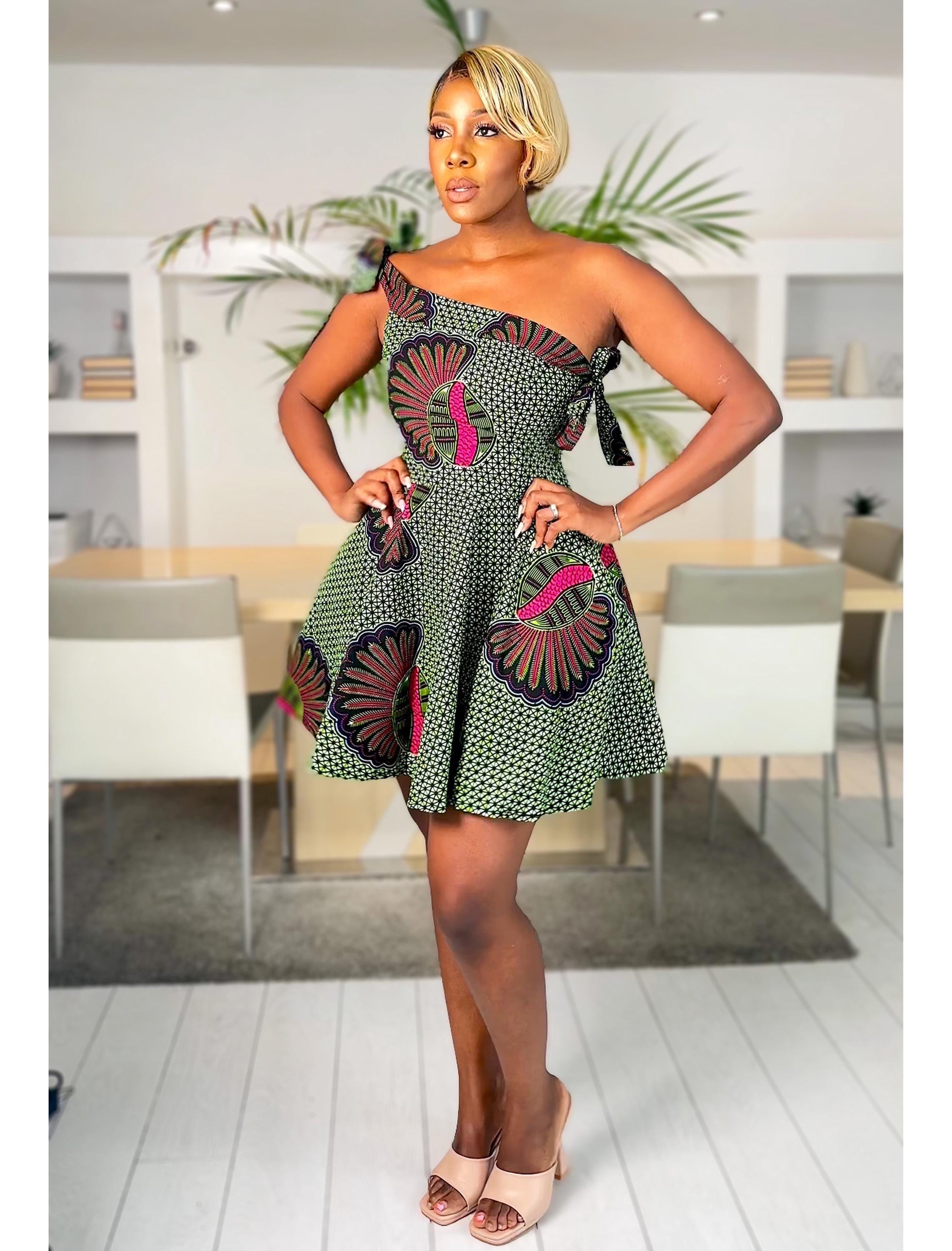 open lace back dress One Shoulder Short Dress With Rhinestone Beading And Strappy Back main image 0