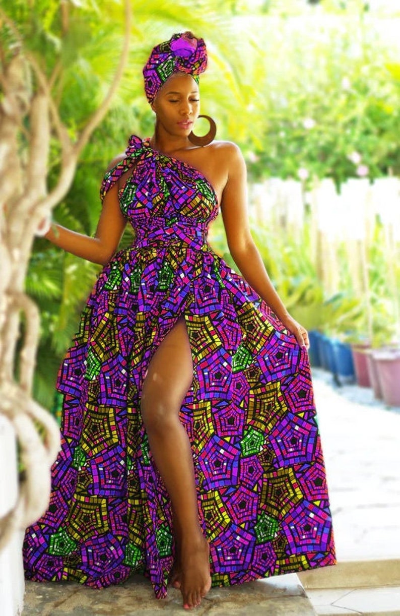 African Print Belle Rainbow Infinity Dress image 1