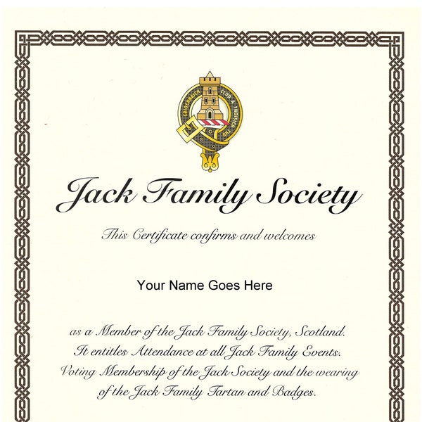 Membership Certificate For Families Larger Than Two People