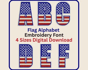 4th July Embroidery Font Bundle , American Flag Patriotic Design , Independence Day USA Fonts , Machine Embroidery Download