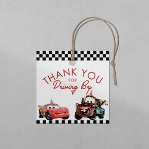 3x3 Disney Cars Lightning Mcqueen & Mater • Thank You Tags