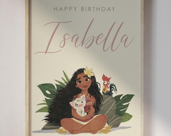 18x24 Disney Birthday Moana Simple Modern Classic Girl Poster • Printable Digital Download Welcome Sign