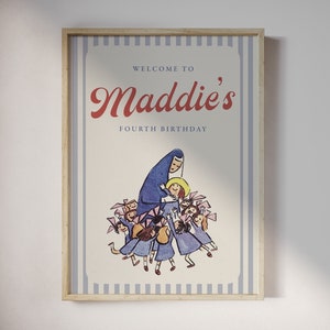 18x24 Madeline in Paris Einfaches modernes klassisches Vintage Geburtstagsparty-Willkommensschild • printable Download Kindergeburtstag Poster