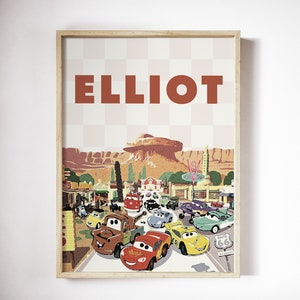 Poster personalizzato 18x24 Radiator Springs Saetta McQueen Porsche & Mater • Disney Cars