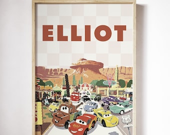 18x24 Radiator Springs Lightning Mcqueen Porshe & Mater • Disney Cars Personalized Poster