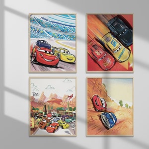 16x20 AND 11x14 Disney Cars • 4 Instant Posters Digital Printable PDF and JPG
