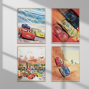 Disney Cars de 16 x 20 y 11 x 14 • 4 pósteres instantáneos en formato PDF y JPG para imprimir digitalmente