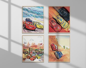 16x20 AND 11x14 Disney Cars • 4 Instant Posters Digital Printable PDF and JPG