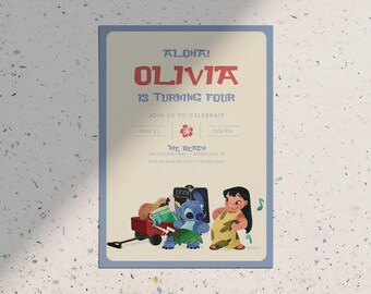 Lilo und Stitch Geburtstagseinladung • Mädchen modern einladen (Digitaler Download)