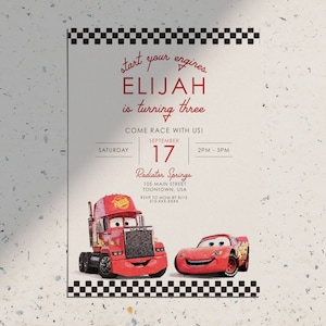 Disney Cars 2 Bliksem Mcqueen & Mack • Disney Cars verjaardagsuitnodiging