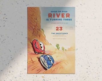 Radiator Springs Saetta Mcqueen e Doc Racing • Invito di compleanno Disney Cars