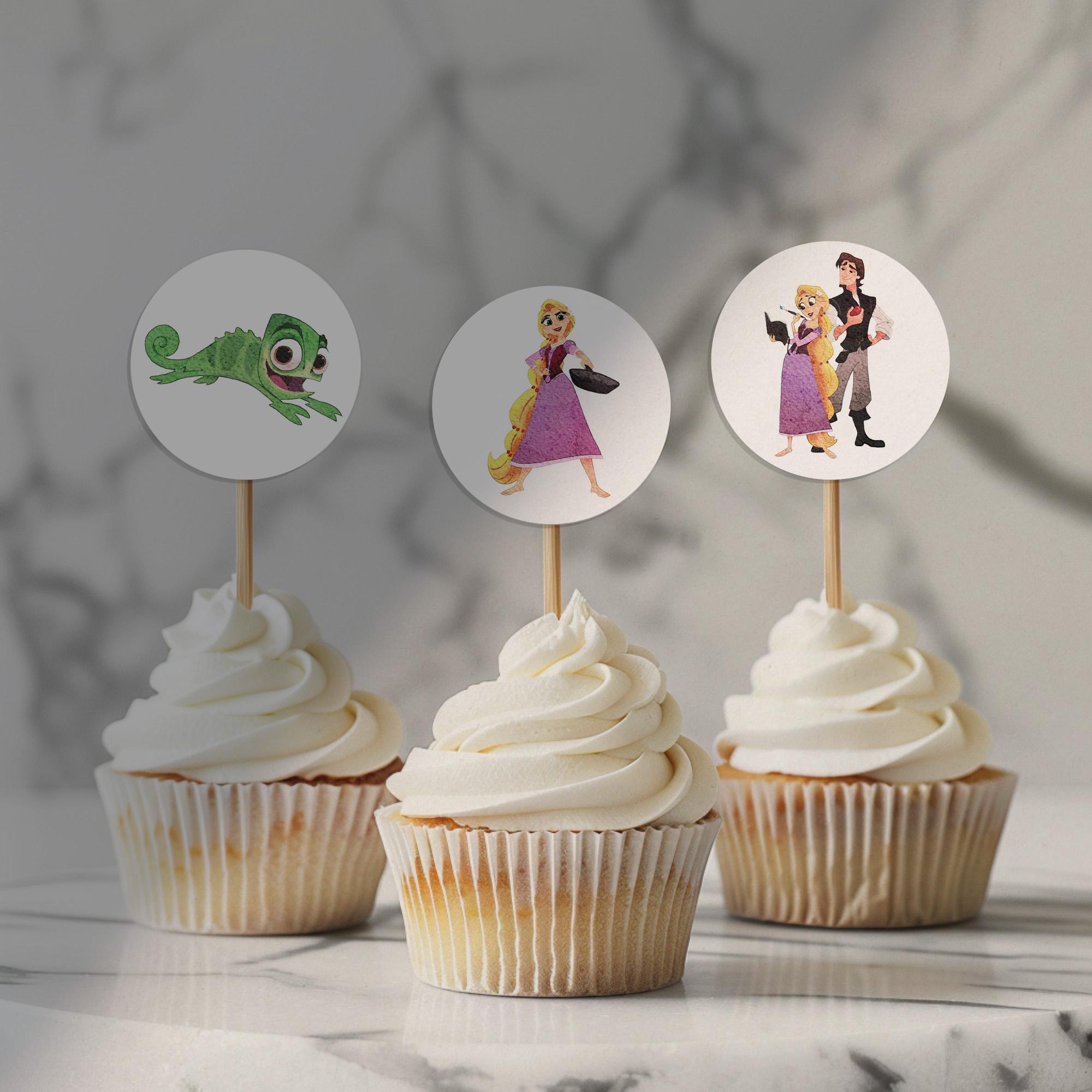 Tangled Rapunzel Cake Toppers: Birthday Party Cupcake (digital ...
