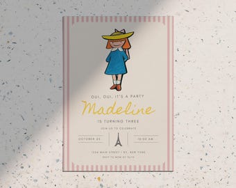 Madeline Birthday Party Invitation: Vintage Canva Template (Digital Download)