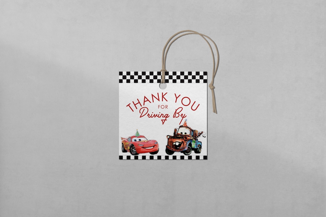 3x3 Disney Cars Lightning Mcqueen &amp; Mater • Thank You Tags - Etsy