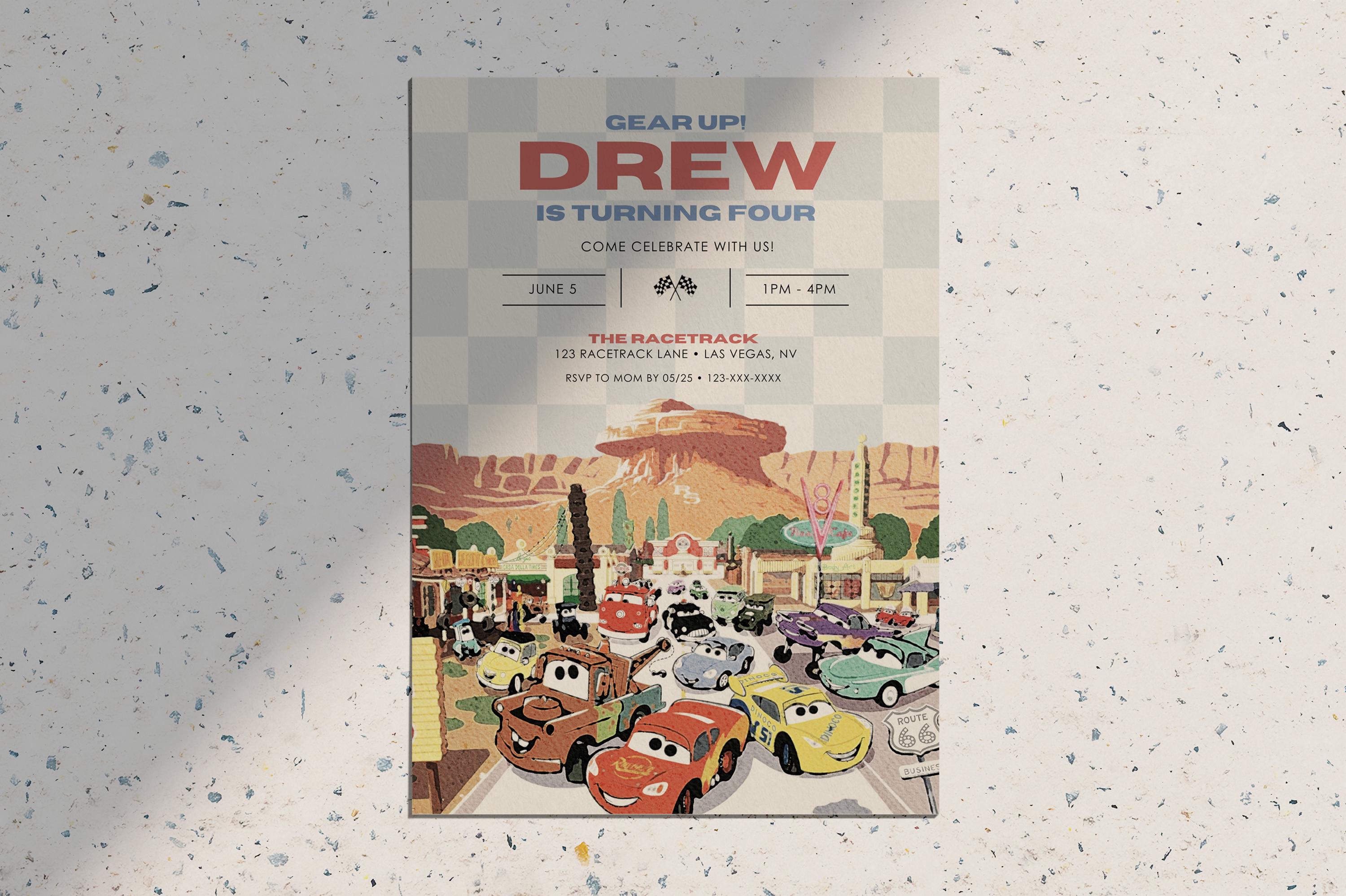 Cars Radiator Springs Modern Lightning Mcqueen Birthday Invitation ...