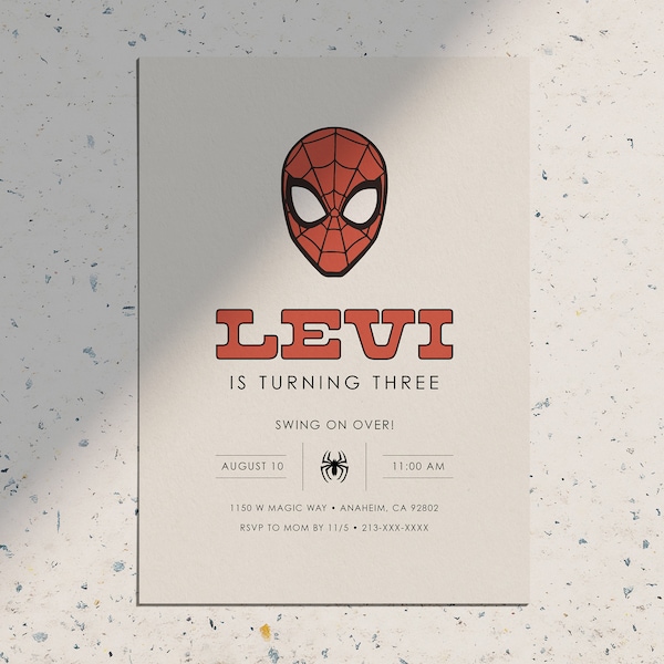 Invitation d'anniversaire Spiderman moderne • Invitation d'anniversaire Spiderman Marvel