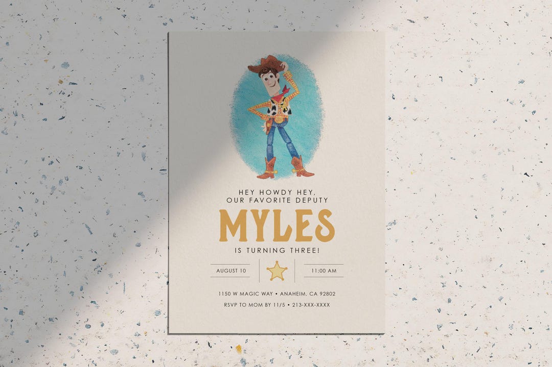 Disney Pixar Toy Woody Howdy Modern Invite • Digital & Printable ...