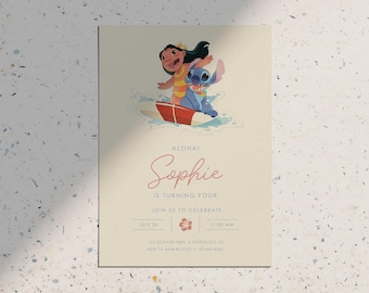 Lilo and Stitch Einladung zum Kindergeburtstag: Modern Girl Party (Digitaler Download)
