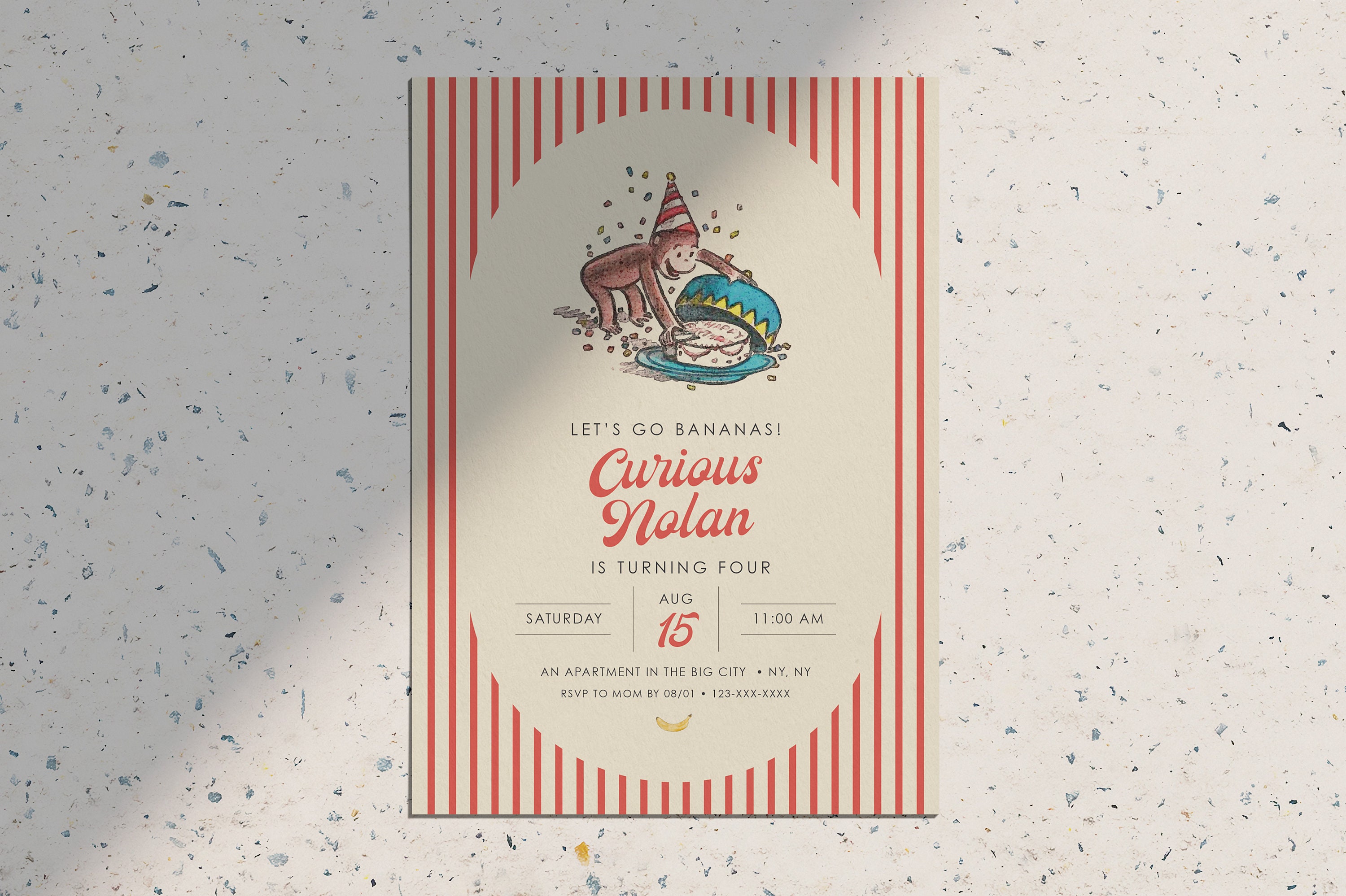 George Michael Invitation Curious George Birthday Party Invitation: Classic Printable Invite ...