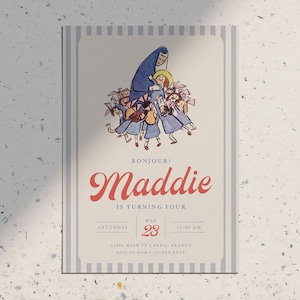 Madeline Birthday Party Invitation: French Paris Theme (Printable Download)