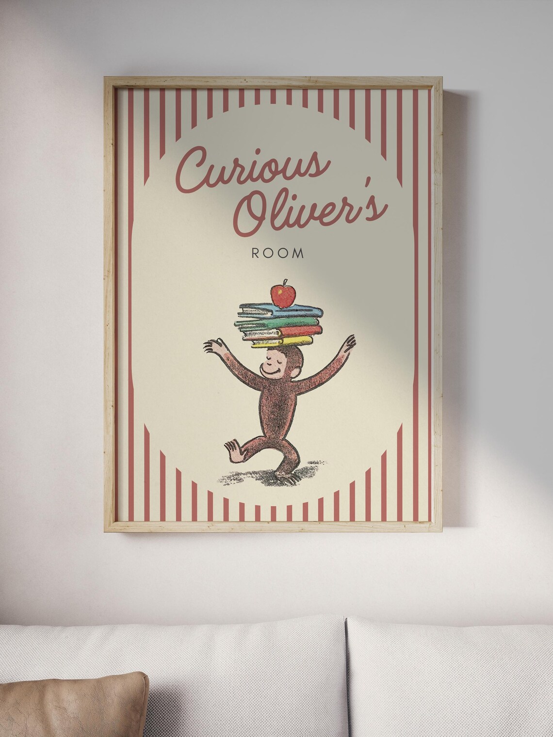Curious George Bookworm Poster: Vintage Room Sign, Printable Canva ...