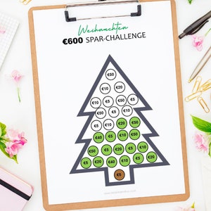 Christmas Savings Challenges, Christmas Savings Plan German PDF, Templates to print