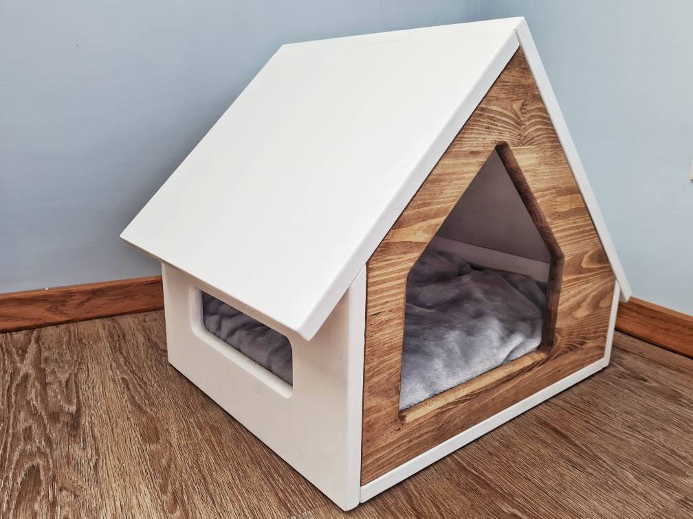 Indoor dog house Wooden Cat house Pet House Unique modern Etsy