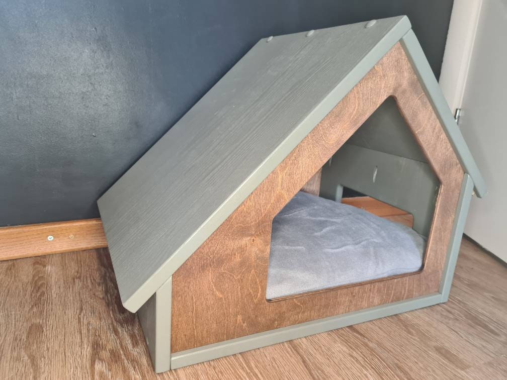 Indoor dog house Wooden Cat house Pet House Unique modern Etsy