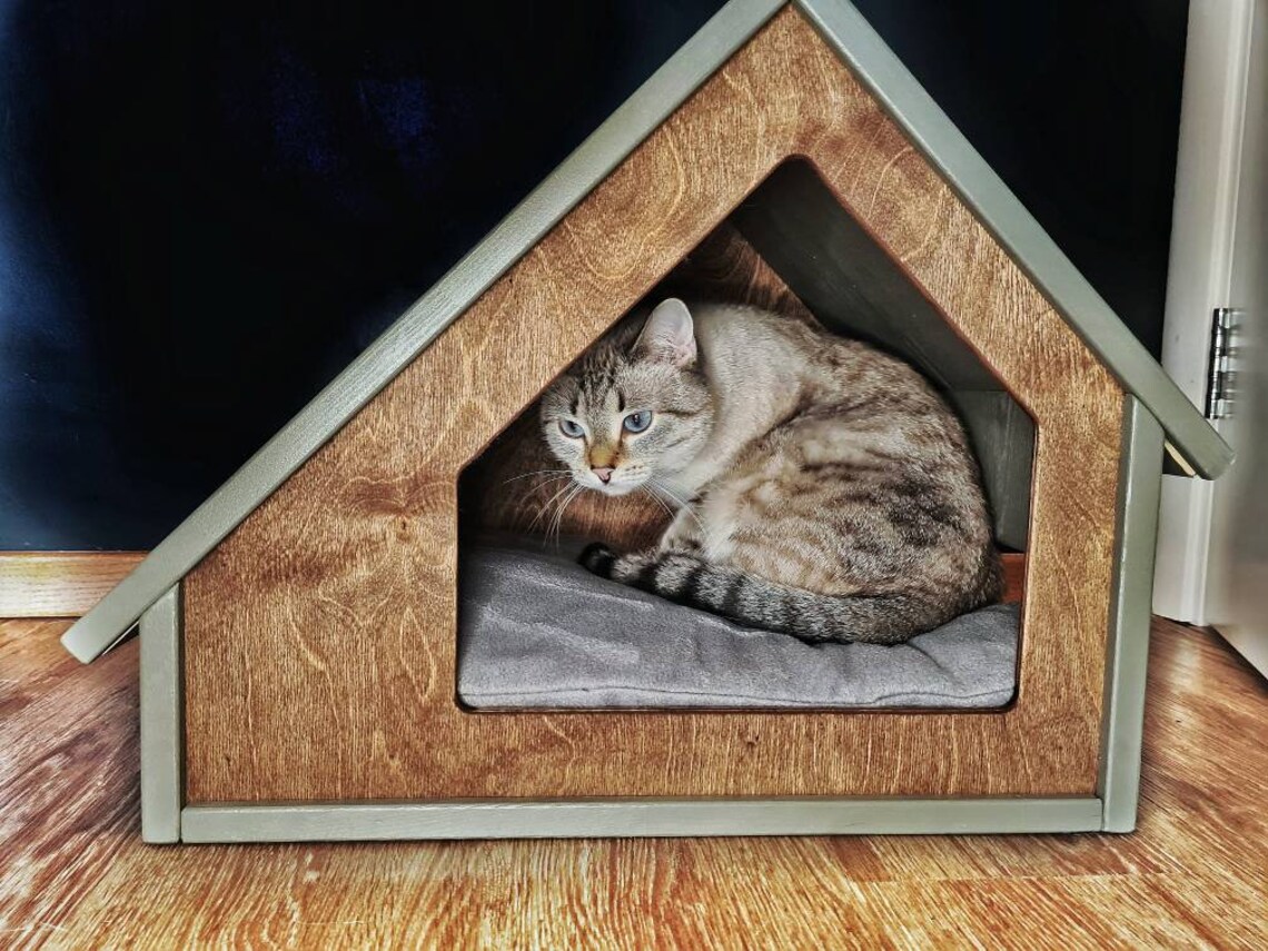 Indoor dog house Wooden Cat house Pet House Unique modern Etsy