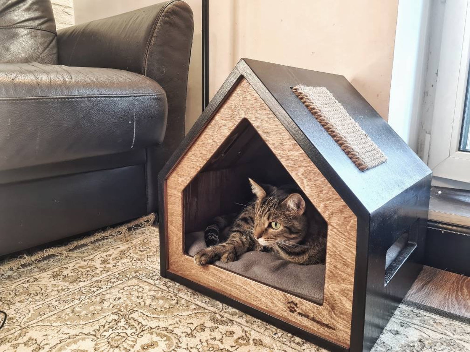 Modern cat house/ indoor wooden dog house crate kennel/ pet Etsy