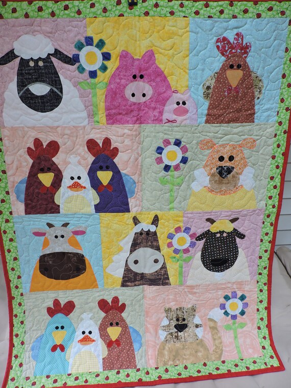 Farm Hands PREMIUM Baby Quilt Farm Animals Nursery Quilt Etsy