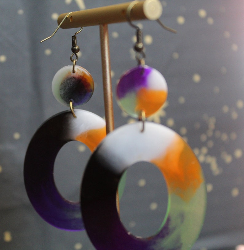 Spooky Time Glow in the Dark Oval Halloween Hoop Earrings.