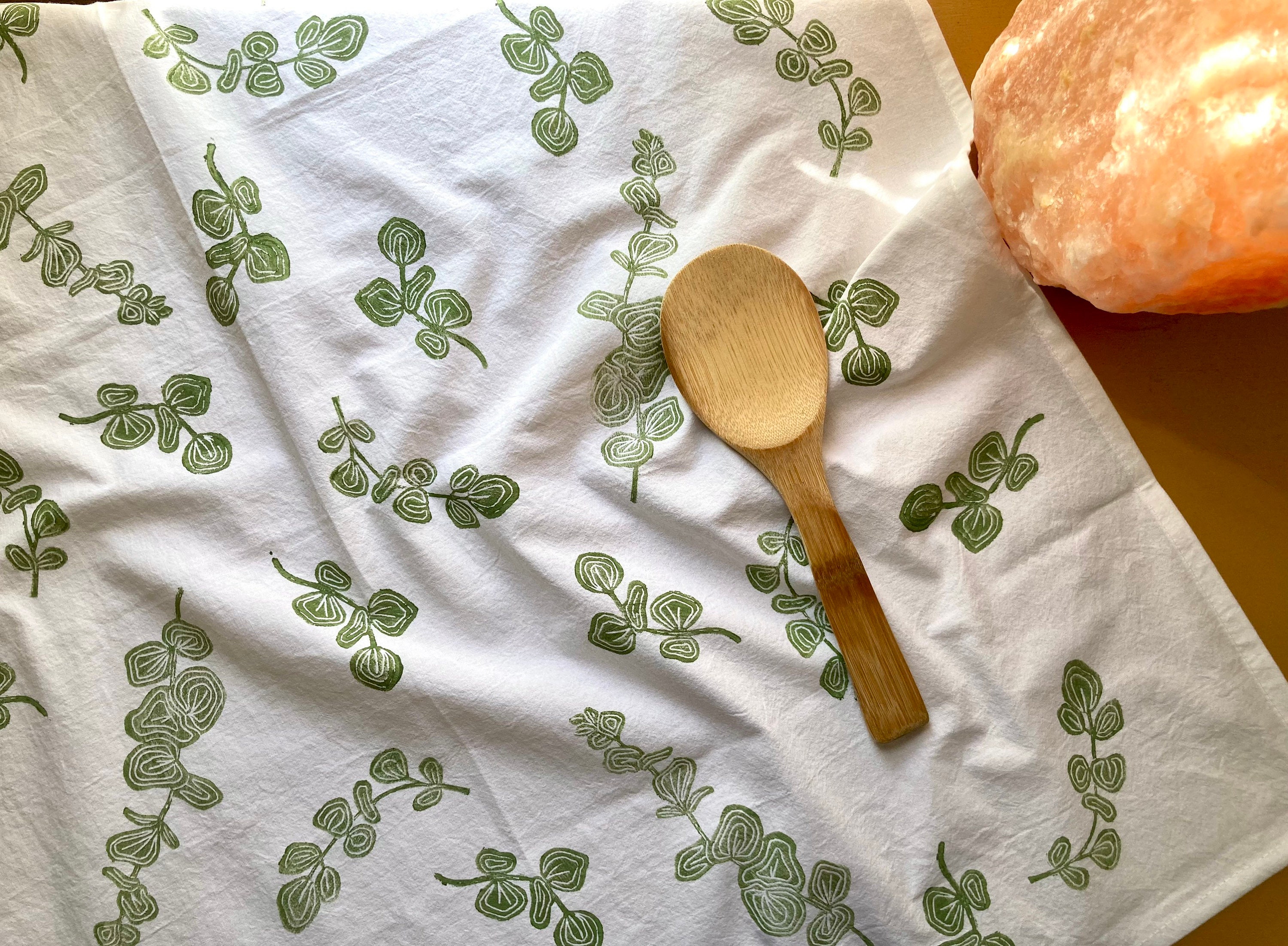 Botanical tea towel/ eucalyptus kitchen towel/ summer block Etsy