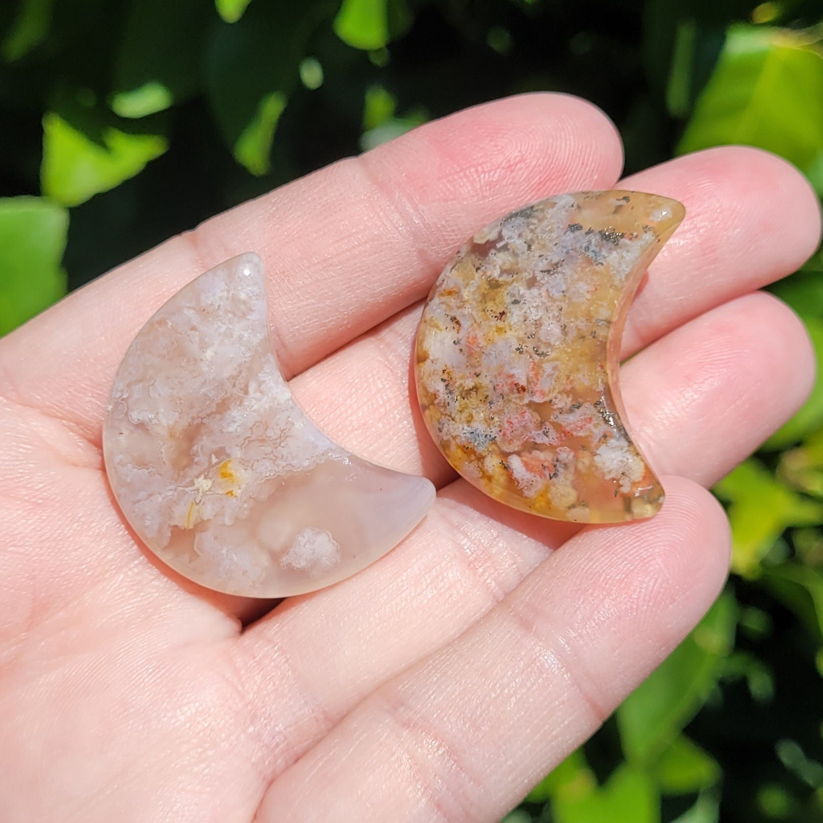 Apengshi Natural Crystal Cherry Blossom Agate Sun Moon Earrings Healing Crystal Stones Celestial Crescent Moon Star Pendant Earrings Reiki Holiday