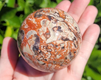 Money Agate Sphere, aka Red Poppy Jasper Crystal Sphere, 279g, 61mm, 2.4" with FREE SHIPPING